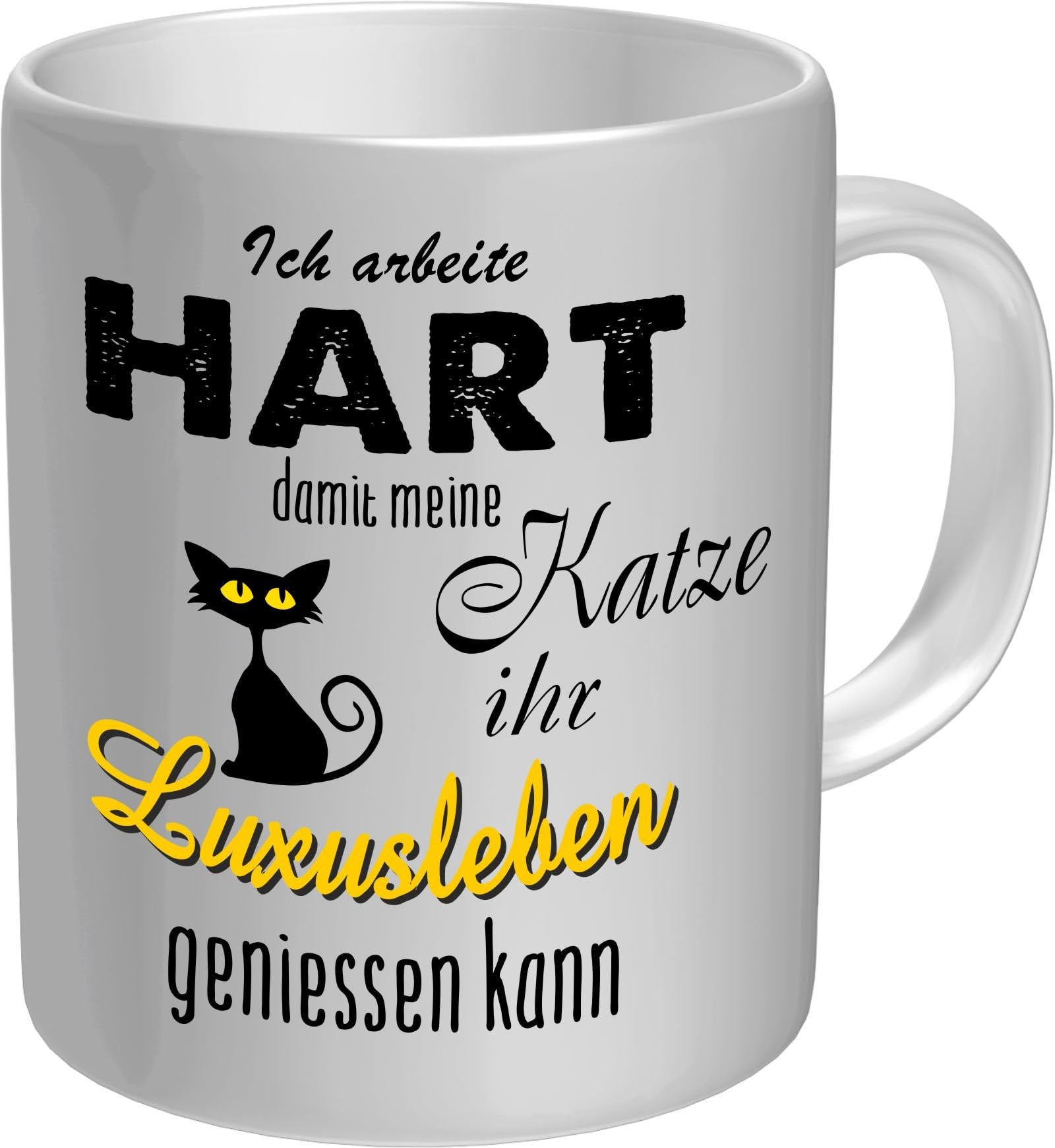 Original Rahmenlos® I Work Hard For Luxury Life My Cats Felines Coffee Mug in Gift Box Included)