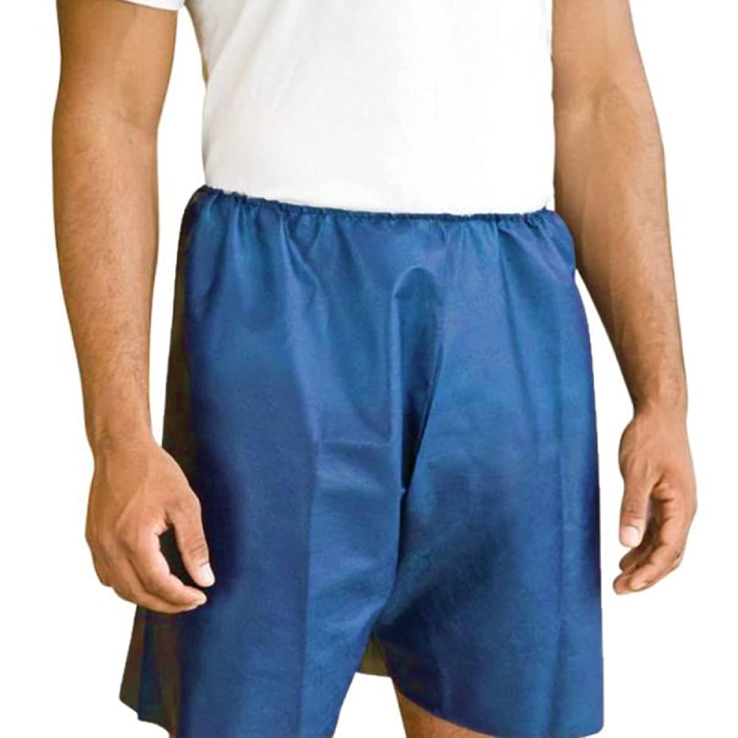 Dealmed Medical Exam Shorts - 2X-Large/3X-Large Disposable Patient Gowns, Navy Blue Nonwoven with Elastic Waistband, Pack of 50
