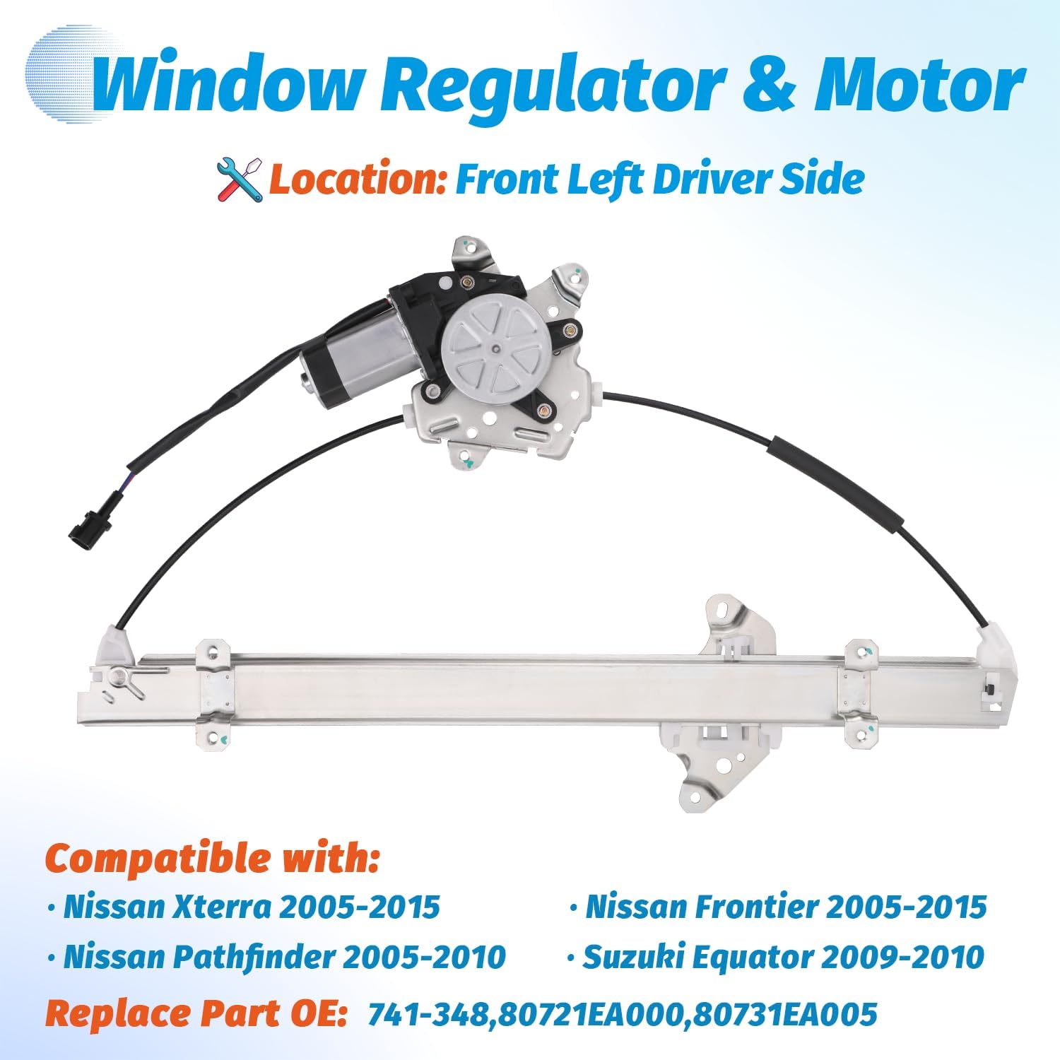 Vurkcy Front Driver & Passenger Side Power Window Regulator with Motor Compatible with Nissan Frontier 2005-2015/ Pathfinder 2005-2010/ Xterra 2005-2015/ Suzuki Equator 2009-2010