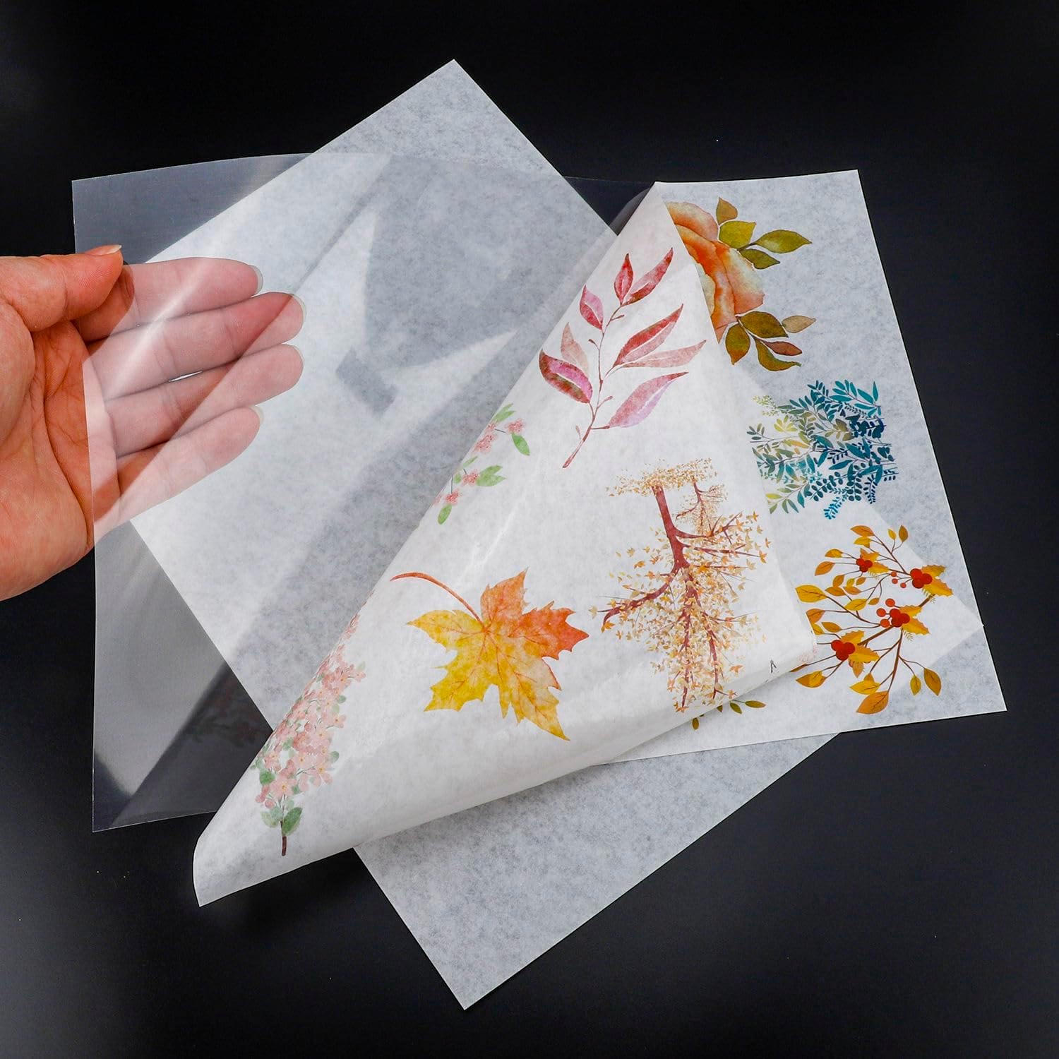 Printable Washi Sticker Paper for Inkjet & Laser Printer - 100 Sheets 8.5"x11" Full Sheet - Ultra Thin Semi-Transparent Matte Sticker Paper for Scrapbooking, Bullet Journal, DIY Vintage Decals