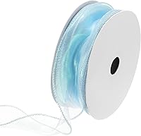 Vista 46 de MECCANIXITY Cinta de Organza Transparente con Alambre Brillante de 2 3/8" de Ancho, Cintas de Gasa Iridiscente Pastel de 3 Yardas Color Beige