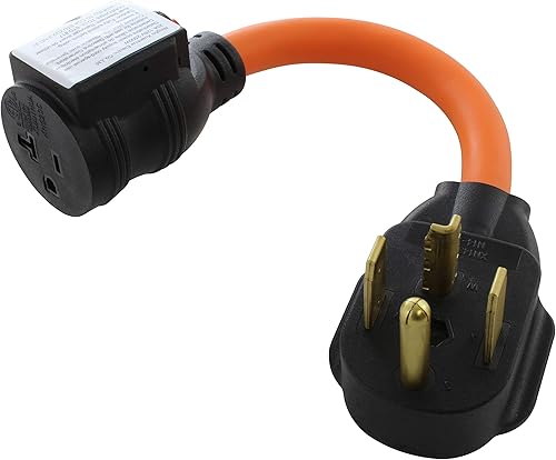 Miniatura 5 de AC WORKS Cable adaptador hembra doméstico de 4 clavijas de 220 voltios a 120 voltios 1520 amperios (4 clavijas 14-50 salidas a (4) hogares)