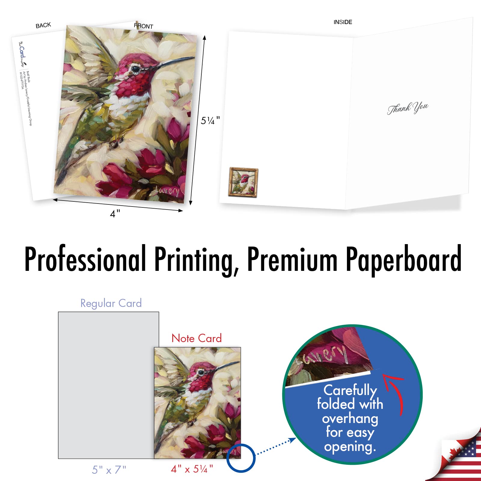 The Best Card Company Lot de 20 cartes de remerciement assorties 10 x 13 cm avec enveloppes (10 motifs, 2 de chaque) Bold Birds AM10347TYG-B2x10