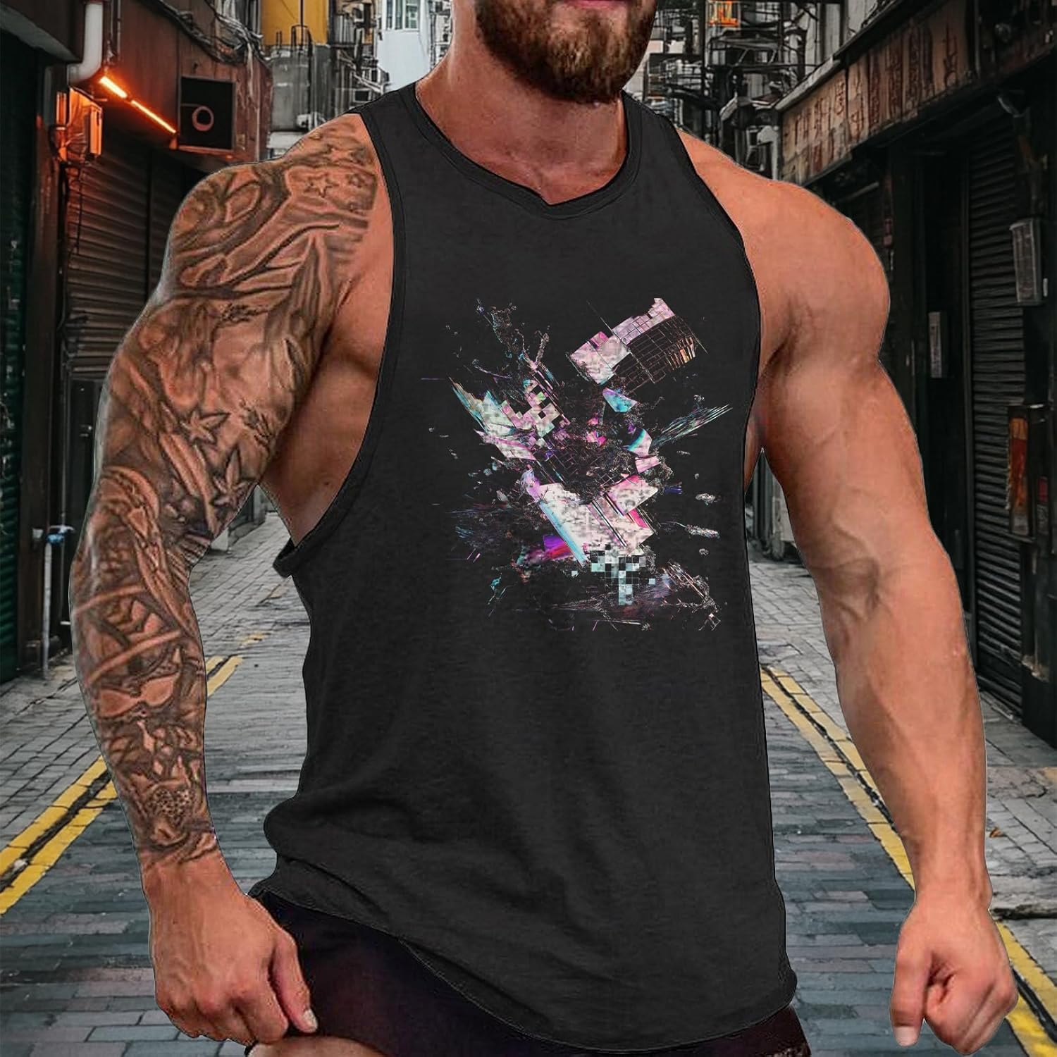 MARSVOVO Novelty Printed Mens Tank Tops Gym Muscle Sleeveless T Shirts Breathable Loose Casual Workout Summer Tank - Image 2