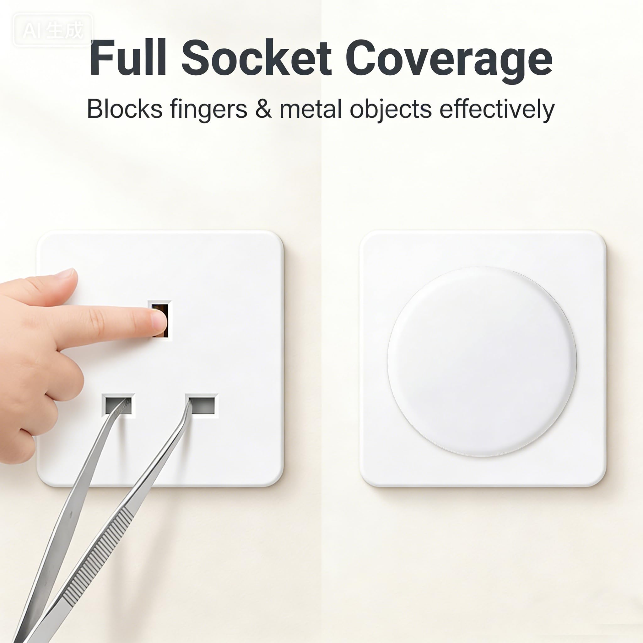 Baby Safety Socket Covers 10 Pack, Child Proof 3-Pin UK Plug Protectors, BPA-Free Socket Guards for Home Indoor, Easy to Install White — view 6