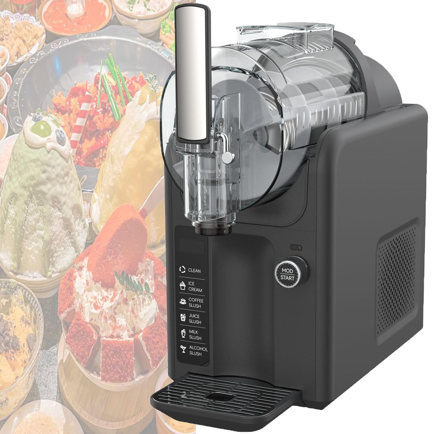 GTANND Soft Serve Ice Cream Maker & Slushie Machine,2L Milkshake Cold Drink Machine,Frozen Drink Self-Chilling Slushy Maker With Self-Cleaning,For Home/Small Commercial Black