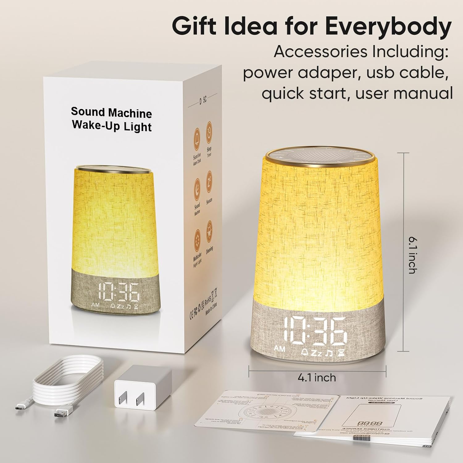 AFEXOA Sunrise Alarm Clock with 30 Soothing Sounds, White Noise Machine with Alarm Clock & Wake Up Light, Dimmable Display, Night Light for Bedroom, Heavy Sleepers, Adults & Kids