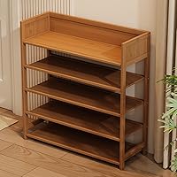 Vista 9 de Zapatero de bambú, organizador de almacenamiento de 5 niveles, 15-20 pares de zapateros independientes y organizadores de zapatos para entrada