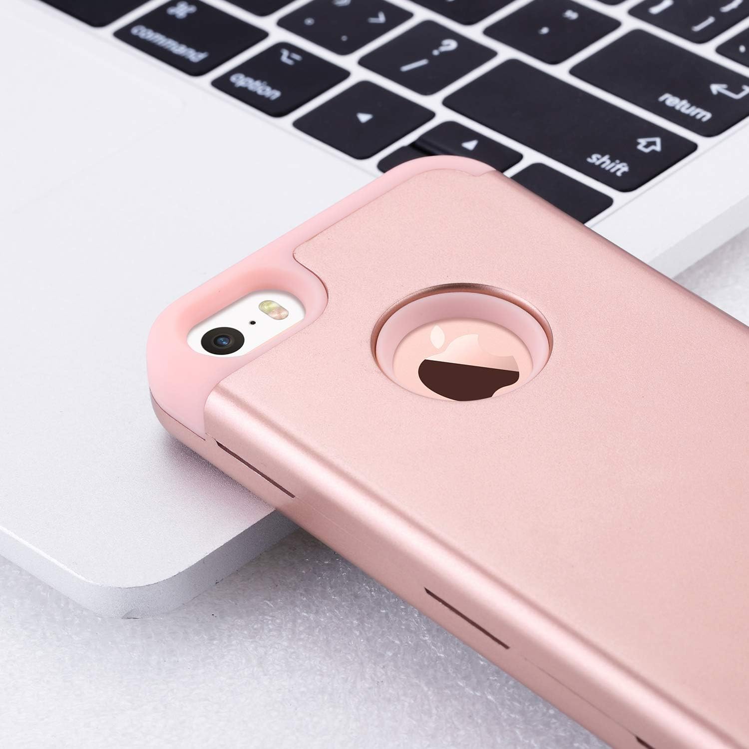 ULAK iPhone SE Case Rose Gold,iPhone 5S Case,iPhone 5 Case, Hybrid Shockproof Hard PC+Soft Silicone Anti-Slip Durable Dust Scratch Protective Cover for Apple iPhone SE/5S/5,Rose Gold
