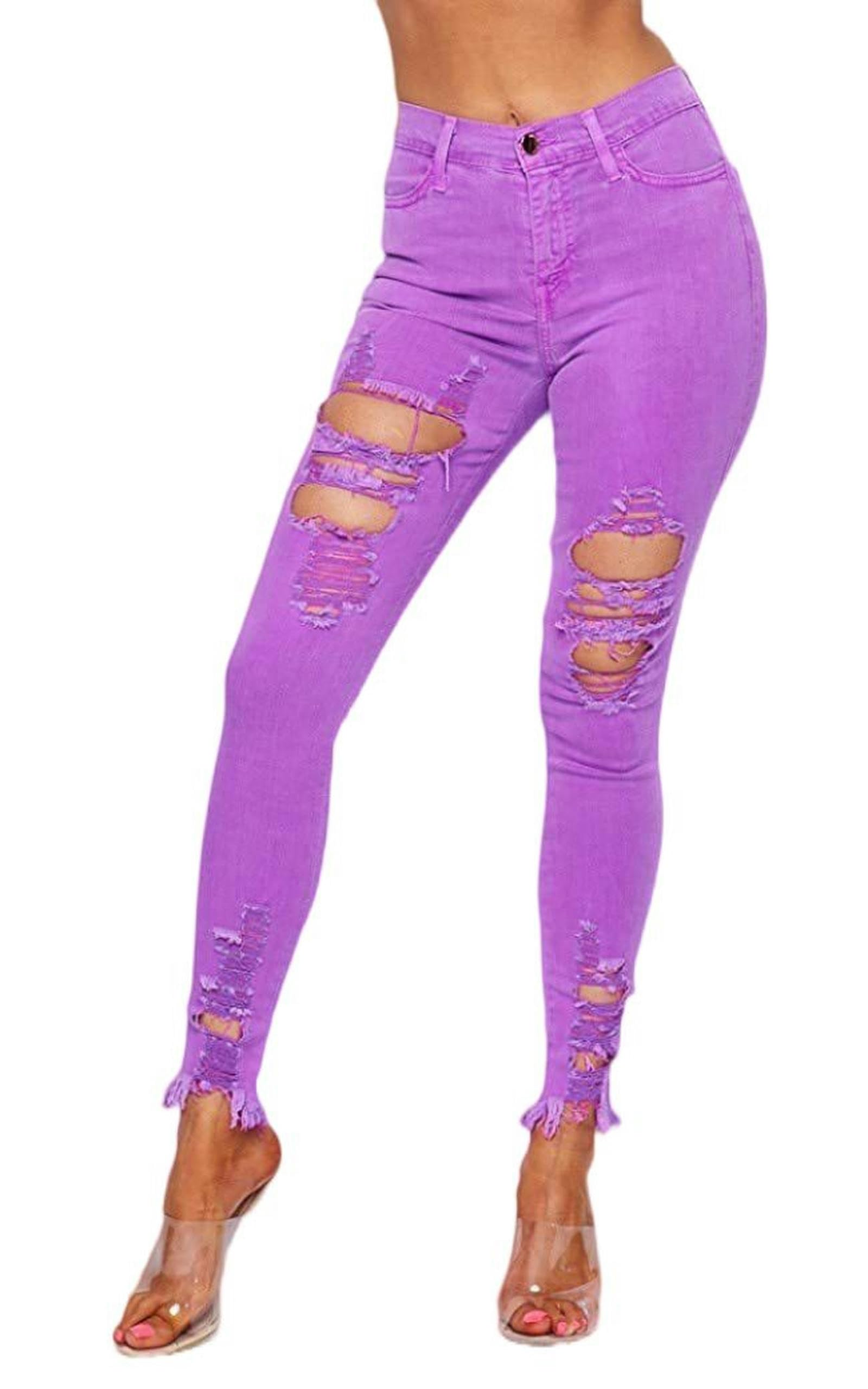★RAIVE★ Purple Colored Denim Pants in Purple VJ5SL40482 Women's Jeans Jeggings Five Pocket Stretch Denim Pants