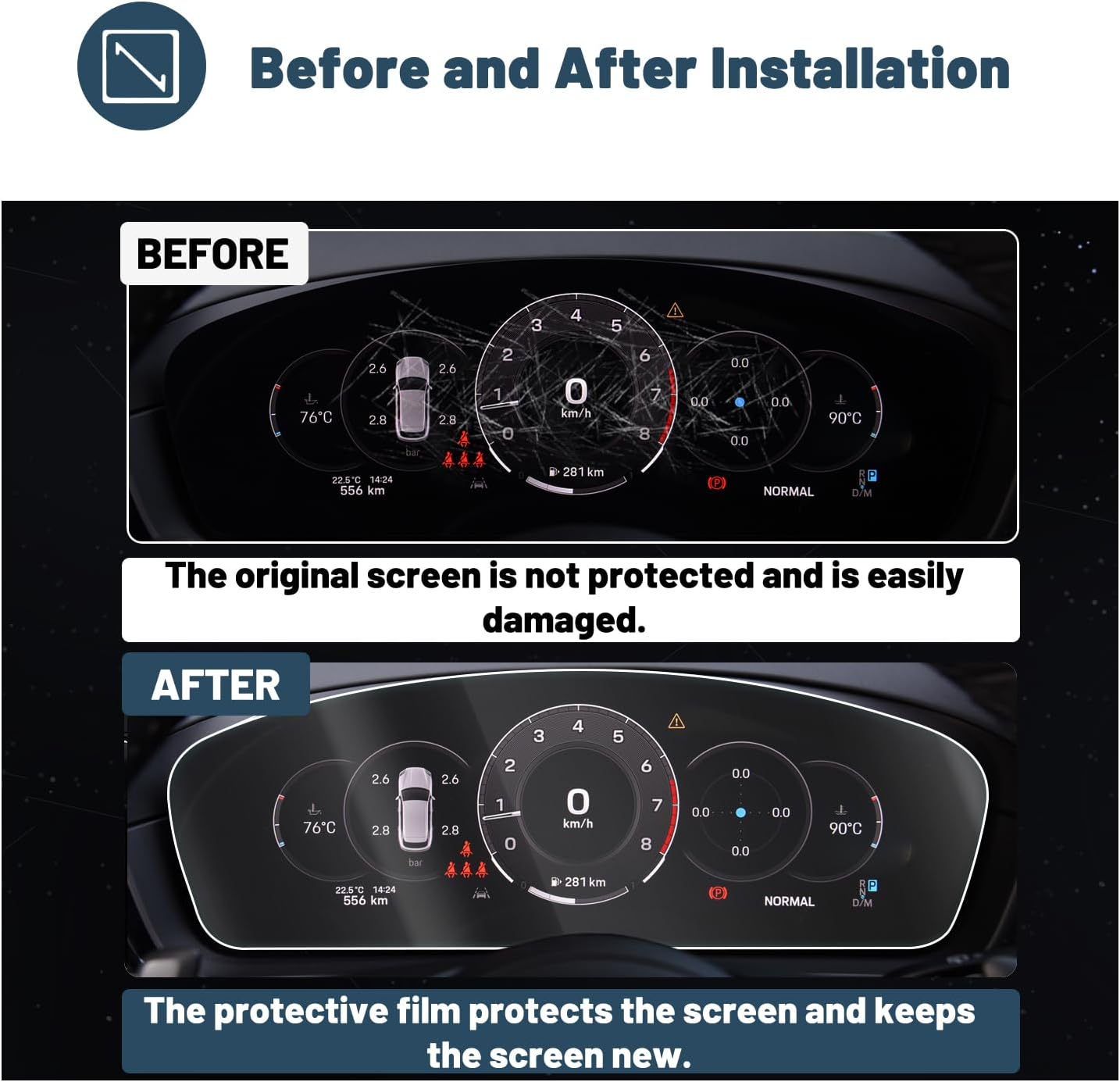 Ruiya 2024-2026 Cayenne Screen Protector for Porsche Cayenne 12.3" &12.6" & Air Conditioner Anti-glare Nano Films Compatible with 2024 2025 2026 Porsche Cayenne Accessories 2026 (6Packs)