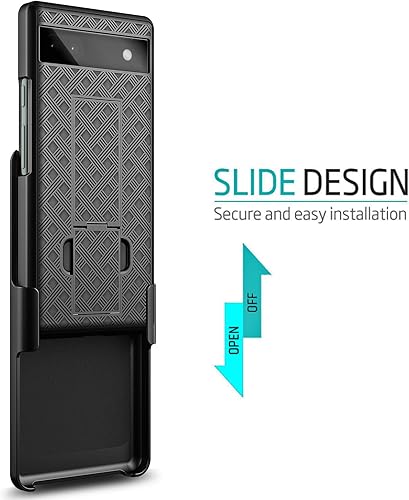 Miniatura 2 de NZND Compatible con Google Pixel 6A Case 5G (2022) con protector de pantalla de vidrio templado (cobertura máxima), carcasa con clip para cinturón,