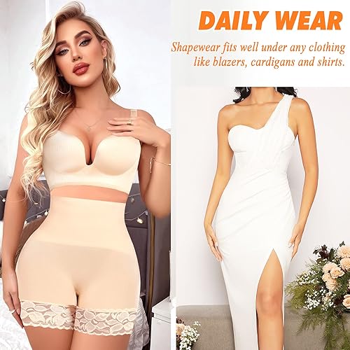 Miniatura 4 de Pantalones cortos para mujer, cintura alta, adelgazantes, moldeadores de cuerpo, sin costuras, con control de abdomen, pantalones cortos debajo del