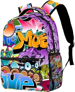 Graffiti Design Casual Backpack Rucksack School Bag Travel Daypack for Women Men, Multicolor 20,One Size