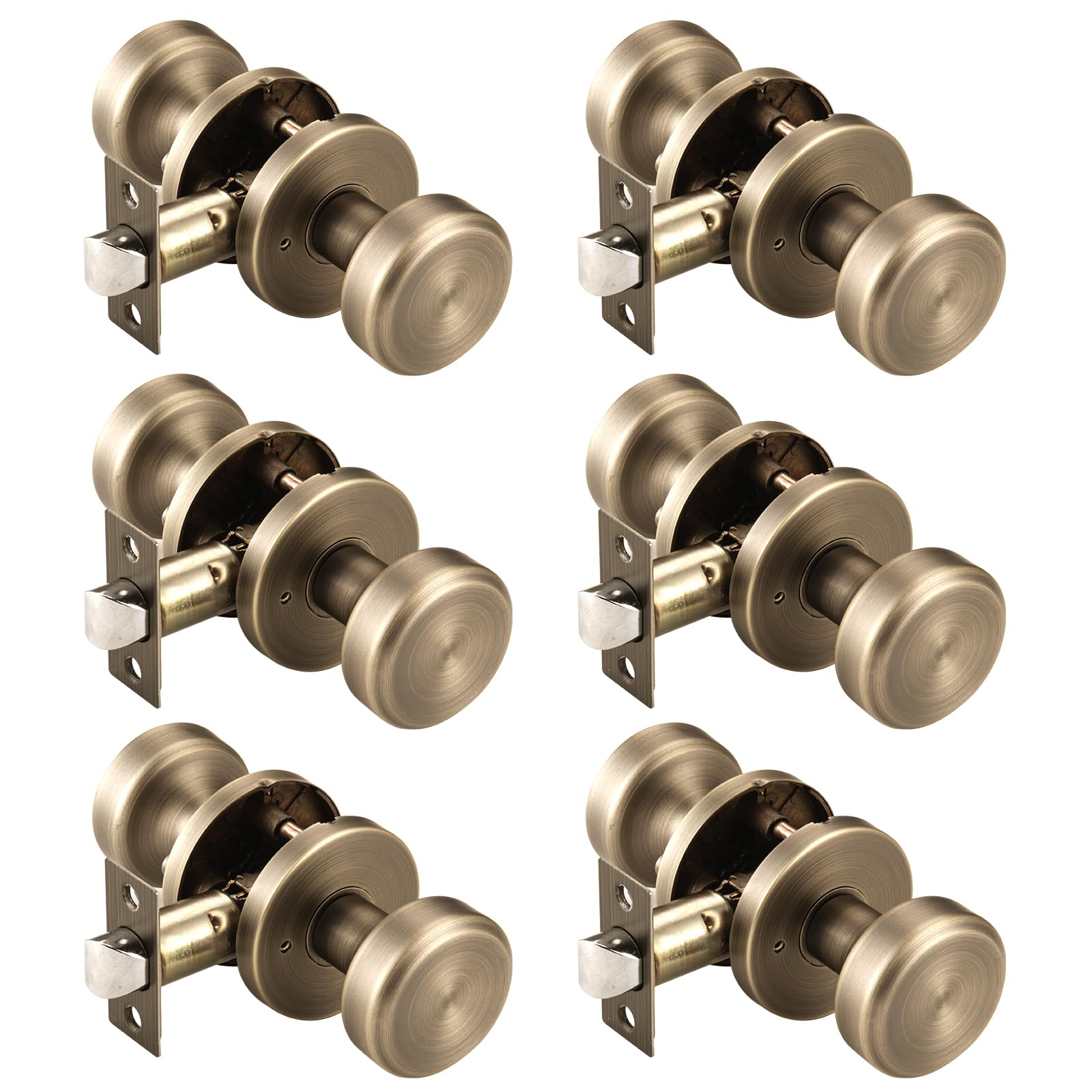 Brushed Gold Privacy Door Knob - Push Lock Design -12