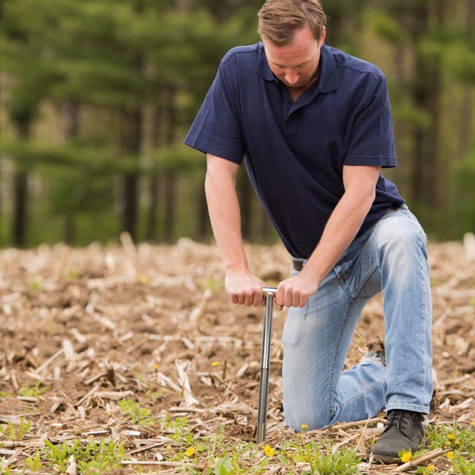 Bodenprobennehmer Edelstahl, T-förmiger Bodenproben Sonde, Bodenprobe Sonde Rasenpflegewerkzeug Für Golfplätze, Golfzubehör, Garten, Bauernhof, Rasen, Drinnen Und Draußen
