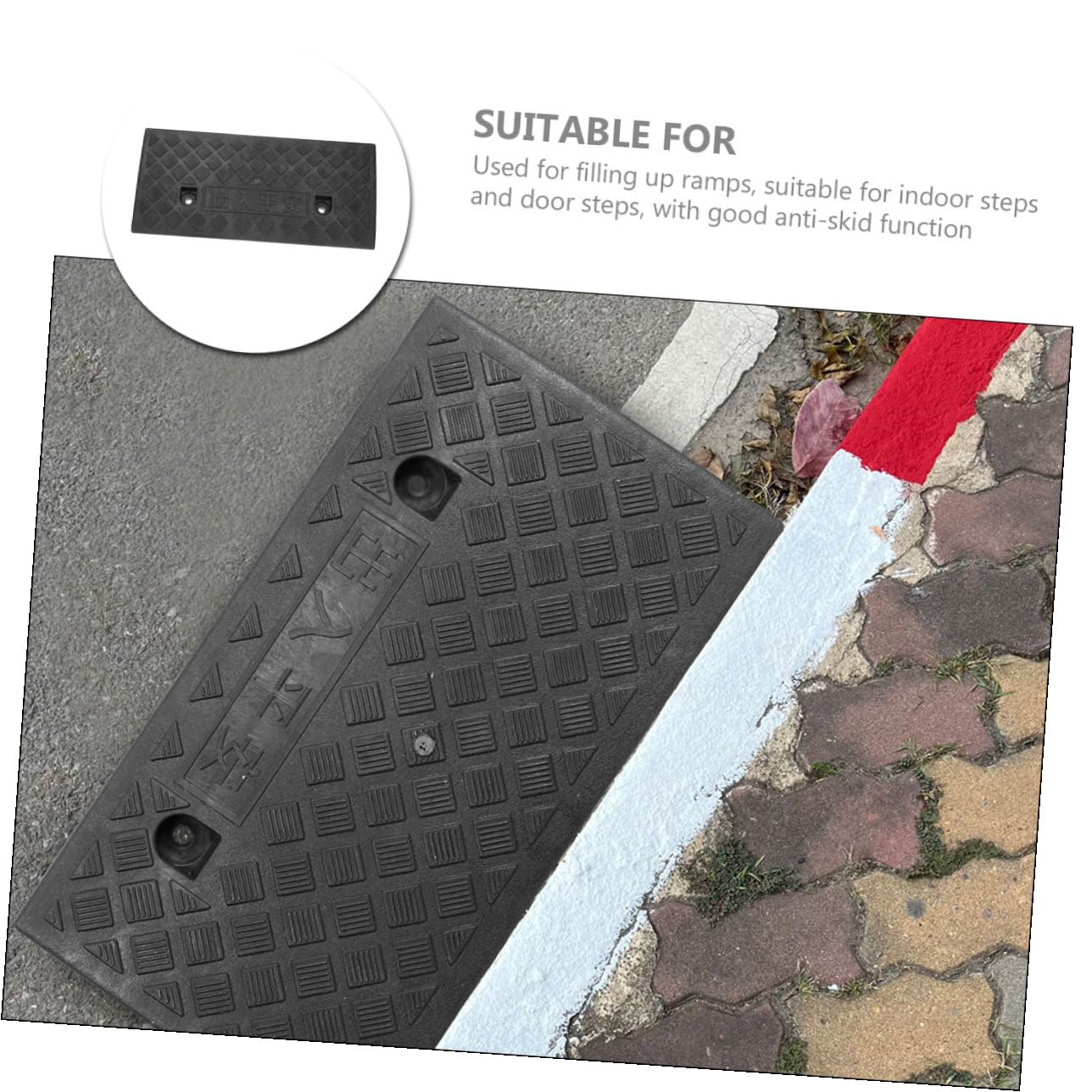 Rampa per Soglia Auto in Gomma Nera Portatile e Resistente per Gradini Interni e Soglie di Porte Superficie Antiscivolo