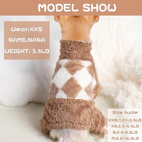 Miniatura 3 de Pijama de cuello alto para perros pequeños, suéter de forro polar para perro, ropa de invierno linda para perros pequeños, ropa para cachorros,