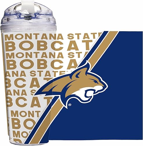 Miniatura 102 de Rico Industries NCAA - Vaso de acrílico estándar de 24 onzas con tapa con bisagras, vaso de doble pared con licencia oficial y popote