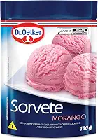 Dr. Oetker Sorvete Sabor Morango, Pó para Preparo de Sobremesa, Consistência Cremosa e Sabor Delicioso, 150g
