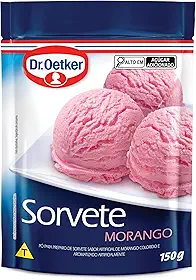 Dr. Oetker Sorvete Sabor Morango, Pó para Preparo de Sobremesa, Consistência Cremosa e Sabor Delicioso, 150g