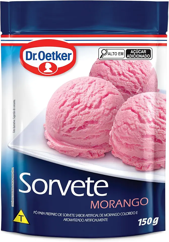 Dr. Oetker Sorvete Sabor Morango, Pó para Preparo de Sobremesa, Consistência Cremosa e Sabor Delicioso, 150g