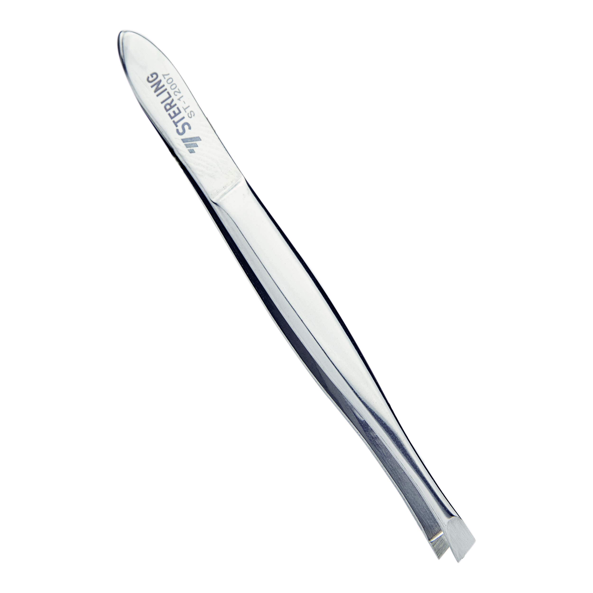 STERLING Augenbrauenpinzette Edelstahl – Präzise, Gerade, 4 Mm Klingenlänge, Perforierter Griff, Silber