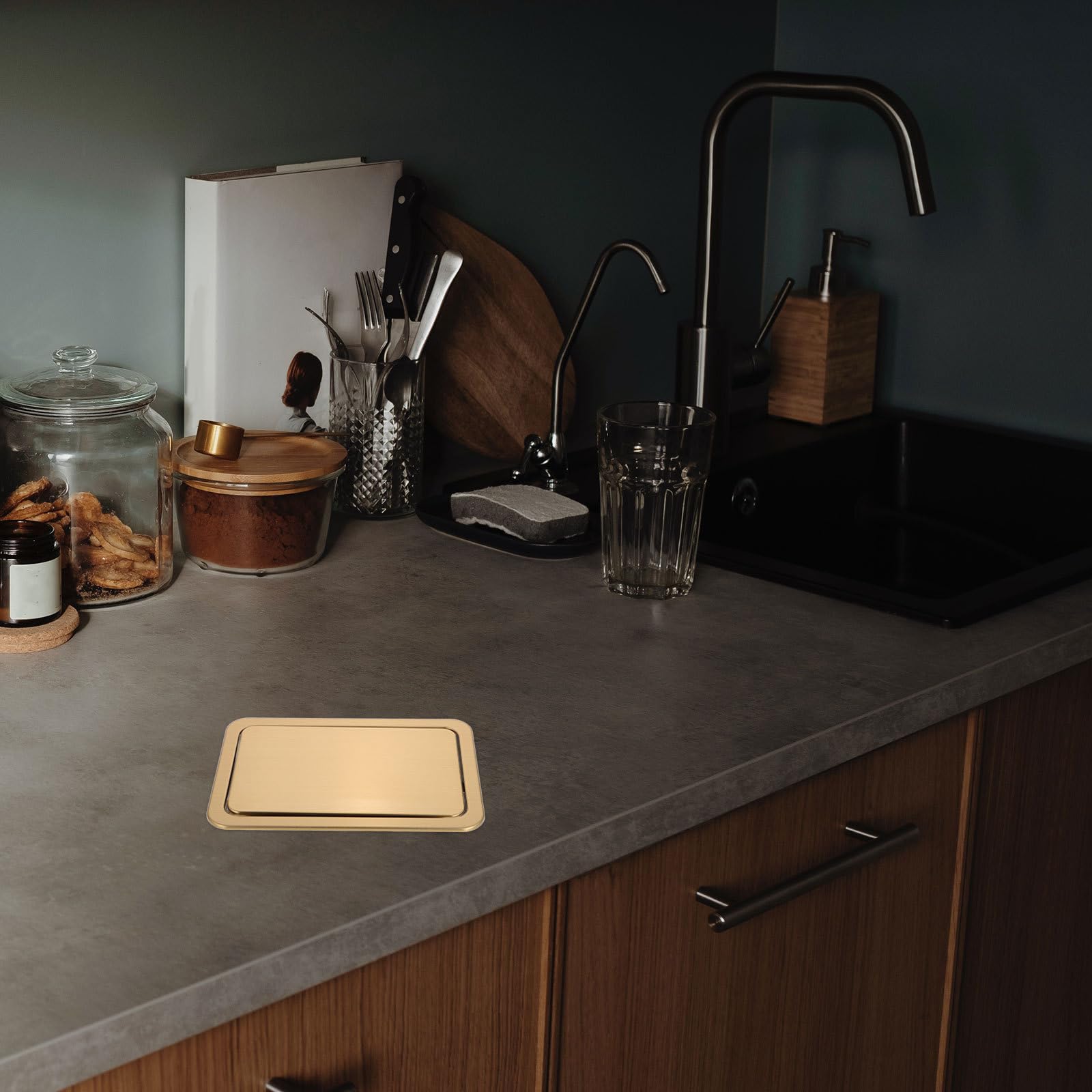 Cubre Tapa Abatible Diseño Empotrado Acero Inoxidable y Fregadero para Adecuado para Ahorro de Espacio Aplicación Multifuncional Cocina Restaurantes