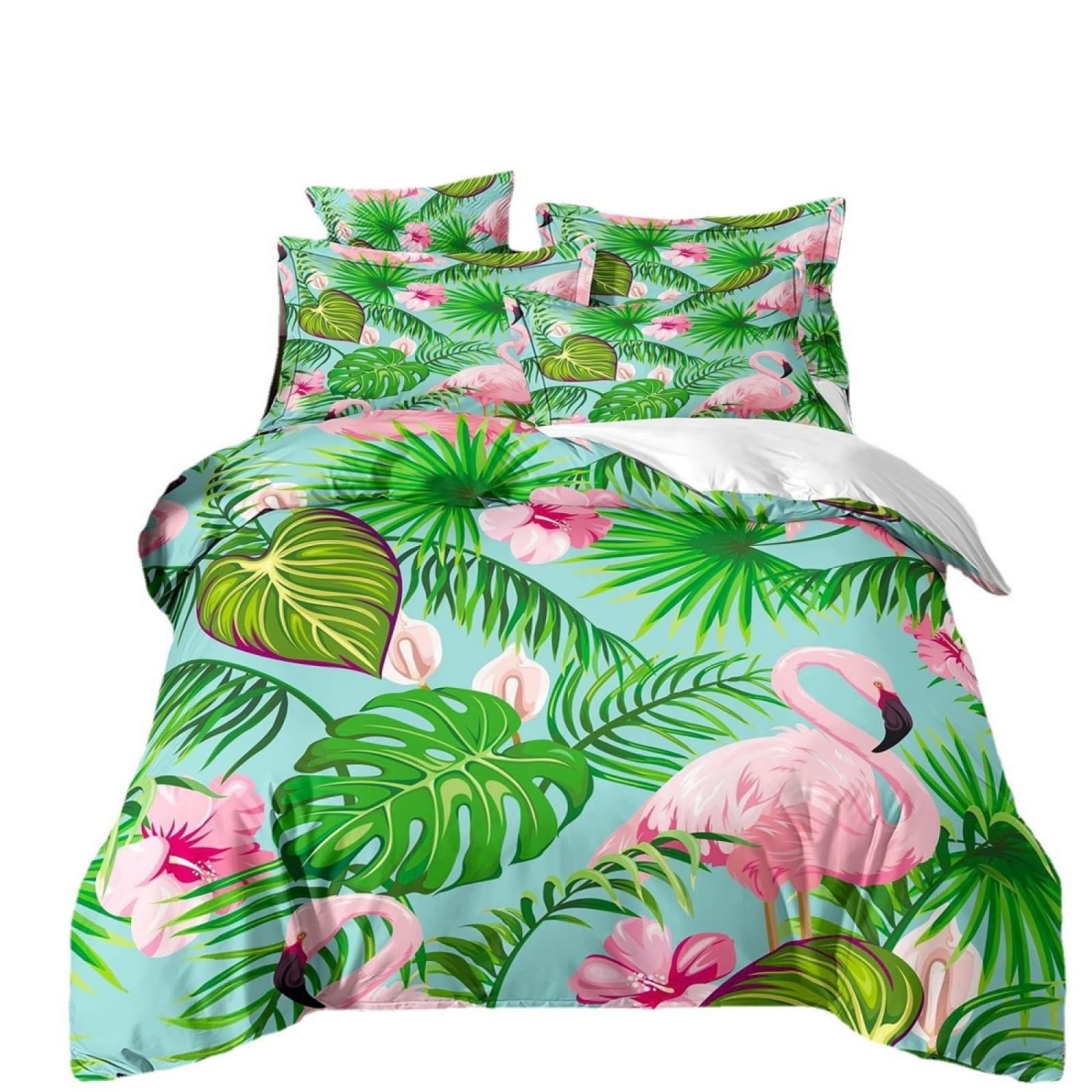 Single Duvet Cover Set Palm Leaf Flamingo Single Bed Duvet Cover Set