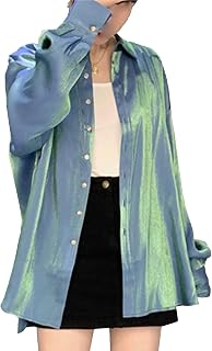 Women's Solid Color Comfy Button Down Shirts Oversized Breathable Soft Blouses Top Loose Elegant Casual Shirts
