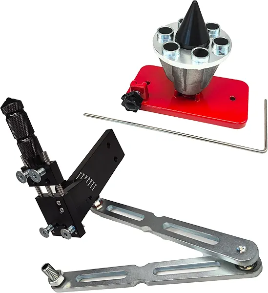 Lawn Mower Blade Sharpener & Lawn Mower Blade Balancer Replace 5005、42-047 Blac ,15°-45° Adjustable Magnetic Mower Blade Balancer for Many Types of Mower Blade, Making Mowing Work Easy and Convenient.