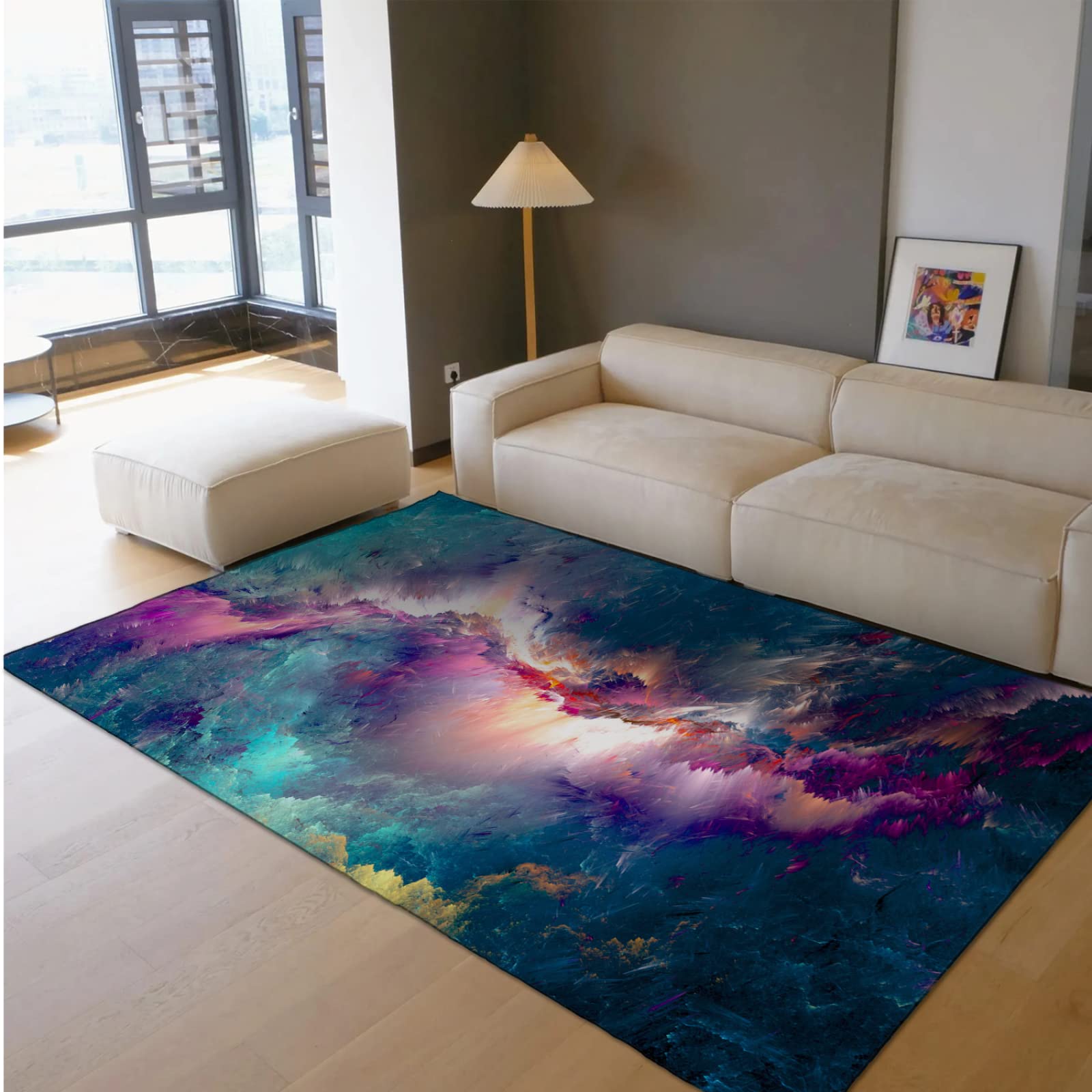 Glitzer Lila Donner Rechteck Bereich Teppich rutschfeste Innenbodenmatte für Schlafzimmer Eingang Fußmatte Abstrakte Wolken Teppiche 150x240cm
