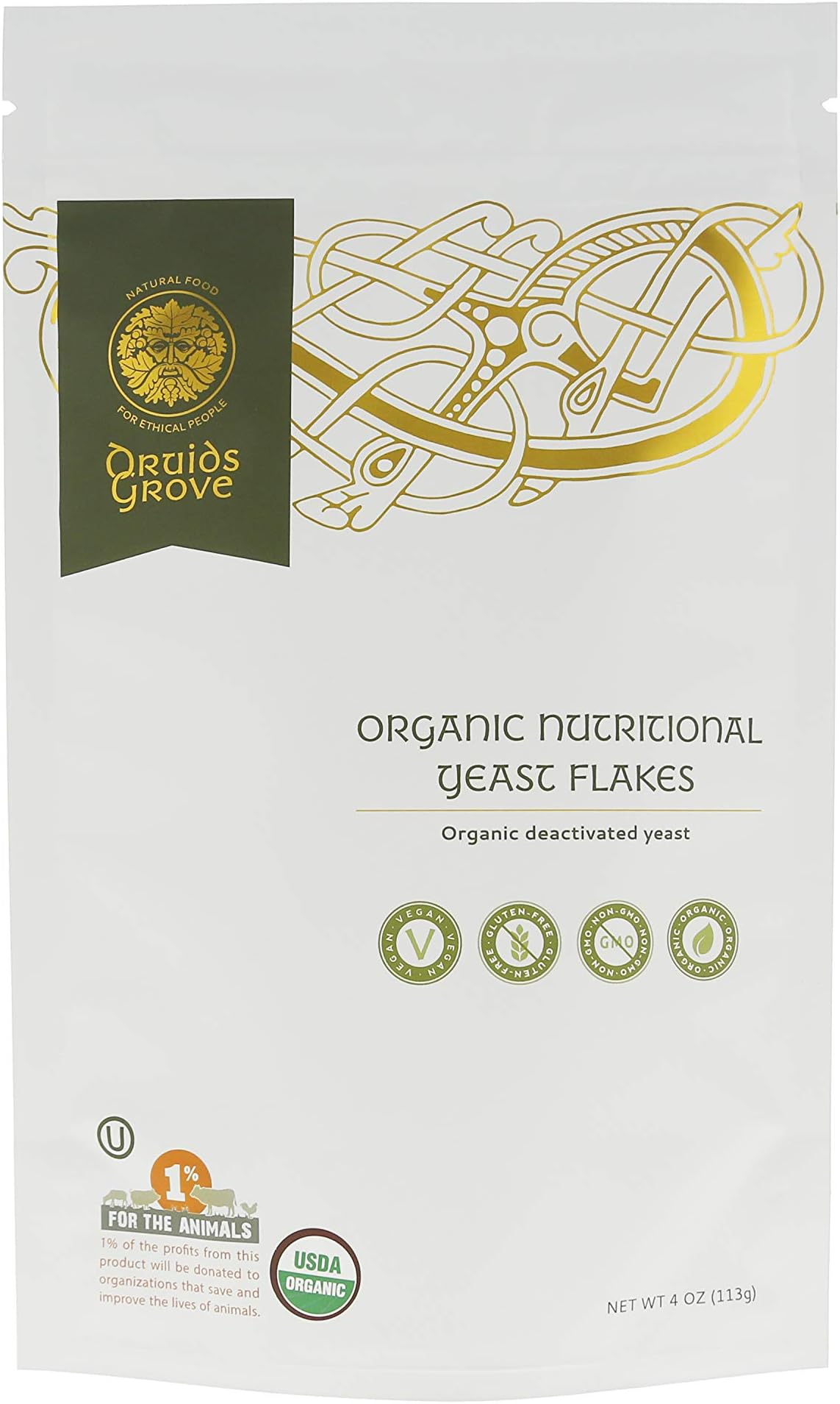 Druids Grove Nutritional Yeast Flakes Vegan ⊘ Non-GMO OU Kosher Certified - 4 oz.
