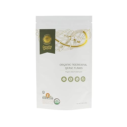 Druids Grove Escamas de levadura nutricionales - Vegano - Sin OGM  - Certificado OU Kosher - 4 oz