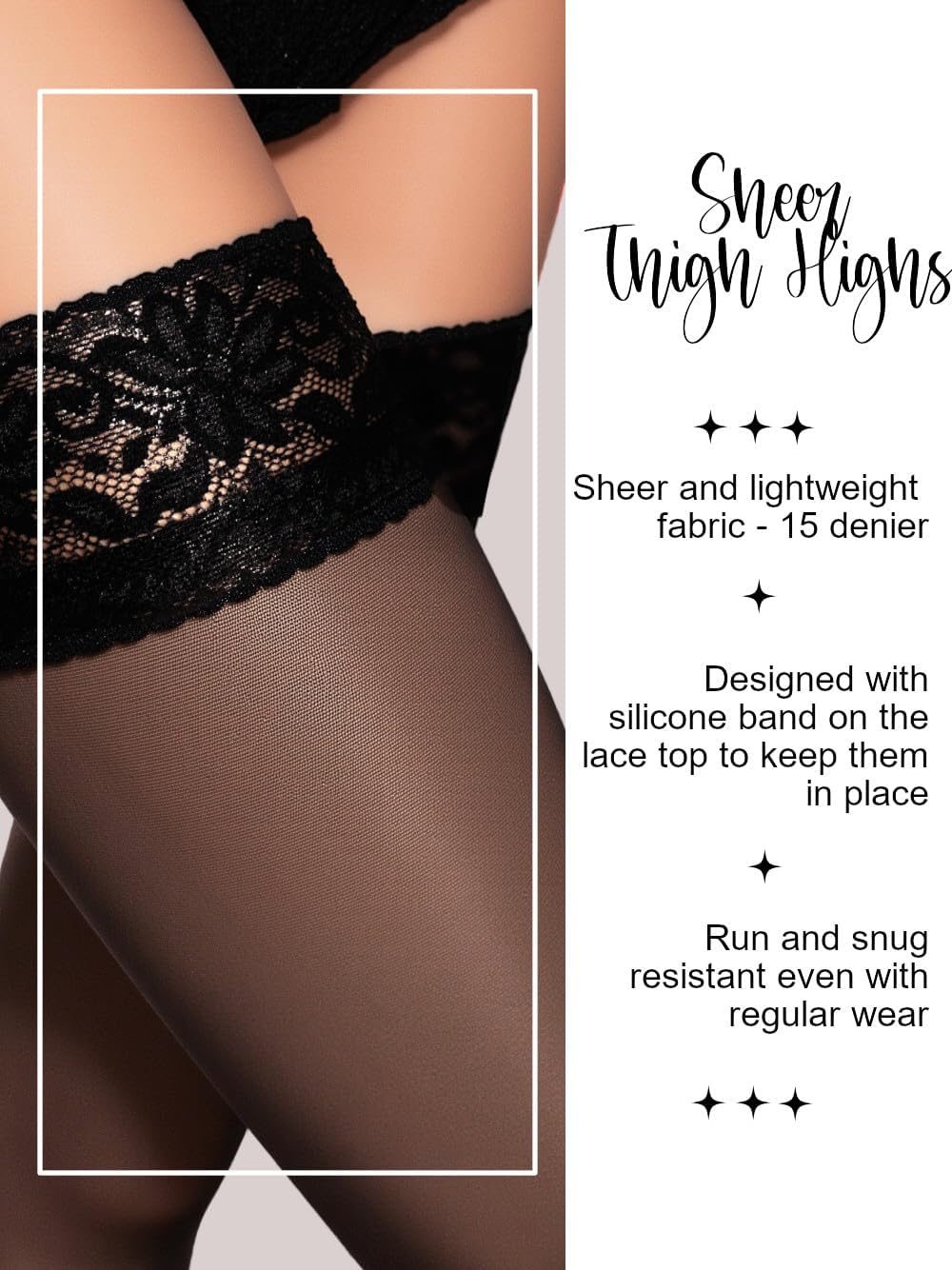 Charm and Attitude Thigh High Stockings for Women Sexy Pantyhose | Sheer Pantyhose Stockings for Women - Image 3