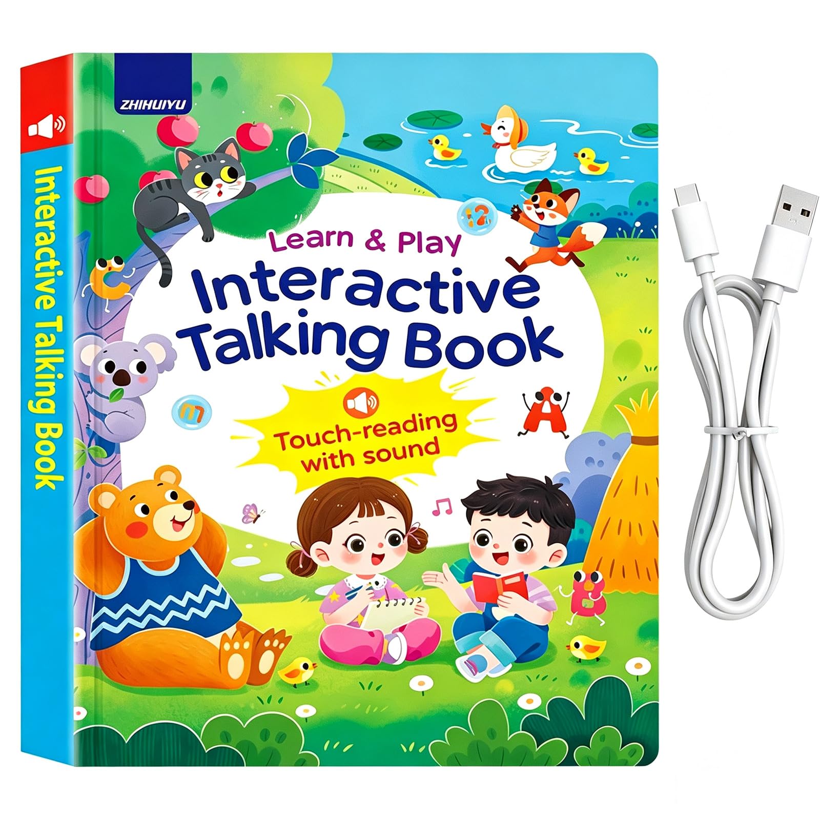 Reading Sound Book,Rechargeable Interactive Learning Book for Girl & Boy
