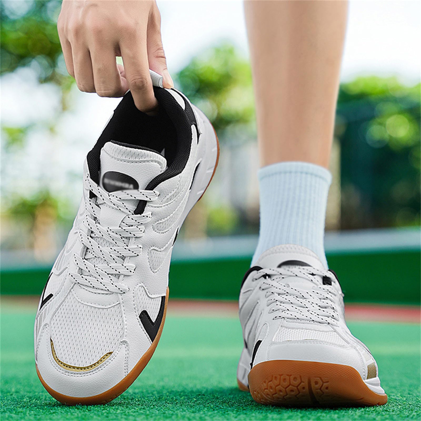 JiuQing Męskie lekkie buty do badmintona buty do gry w hali antypoślizgowe treningowe fitnessowe do pickleballa