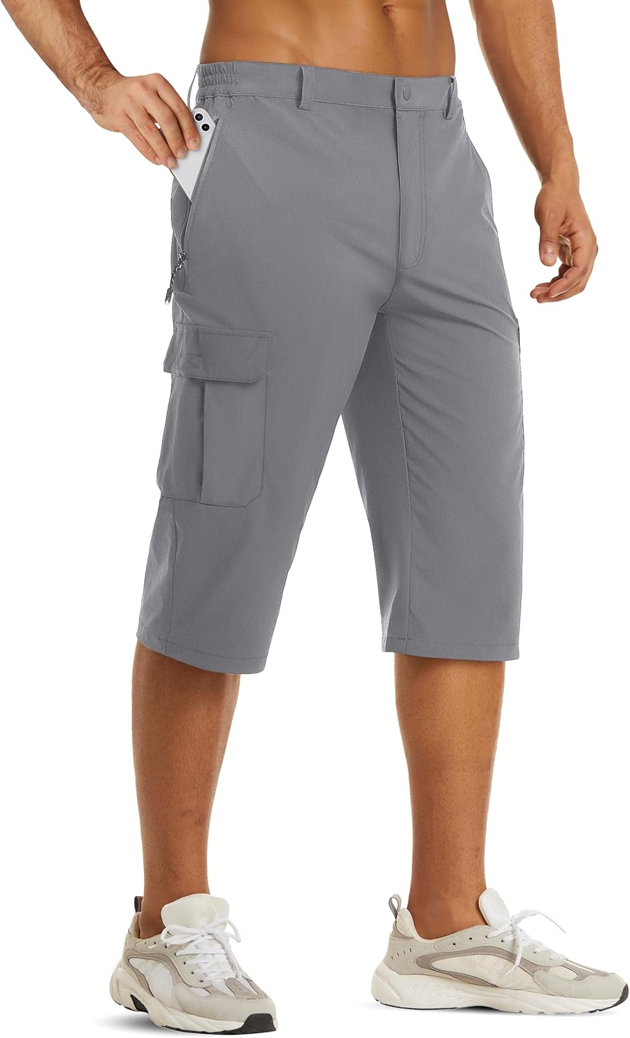 TACVASEN Men's Capri Pants Cargo Long Shorts Quick Dry Lightweight 3/4 Pants Below Knee Summer Hiking Work - Image 2