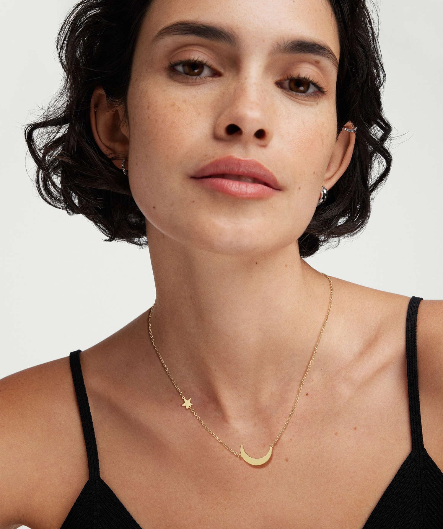 ASCOMY Dainty Gold Pendant Necklace 14k Gold Plated Delicate Tiny Love Heart Star CZ Leaf Pendant Necklace Simple Necklaces Everyday Jewelry for Women