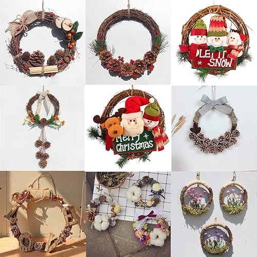 Miniatura 6 de Anillo de corona de vid natural, rollo de base de vides para manualidades, para verano, otoño, Navidad, guirnalda de puerta, decoración del hogar,