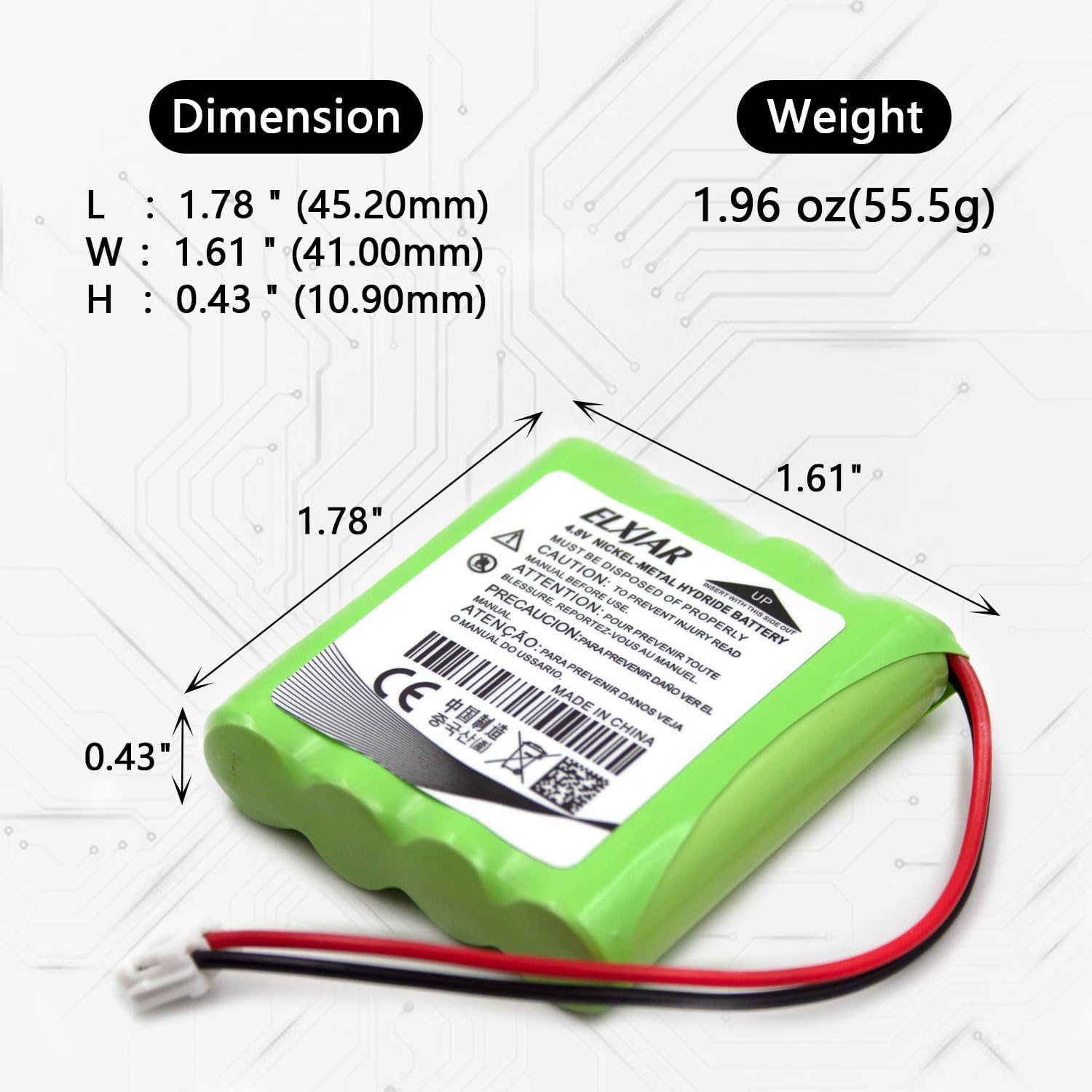 (2-Pack) 4.8V 800mAh Ni-MH Replacement Battery for Standard Horizon HX100 FNB-125 Battery
