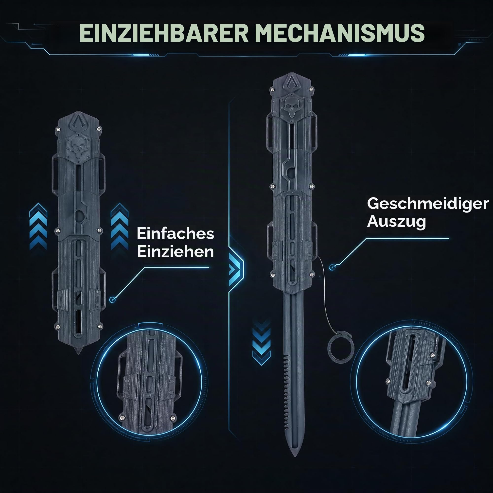 3D-gedruckte schwarze Flagge, versteckte Cosplay-Waffengegenstände, 1:1 versteckte Schwerter, Rollenspiel Assassin's Creed Bladeassin's