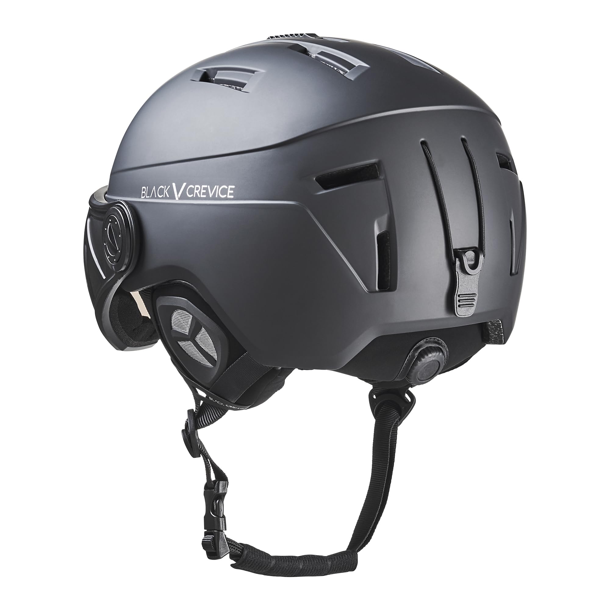BLACK CREVICE St.Moritz - Casco de esquí con Visera, Casco de esquí Ajustable para Hombre y Mujer, Casco de esquí con Soporte para Gafas de esquí, antivaho, Casco de esquí y Snowboard con Funda