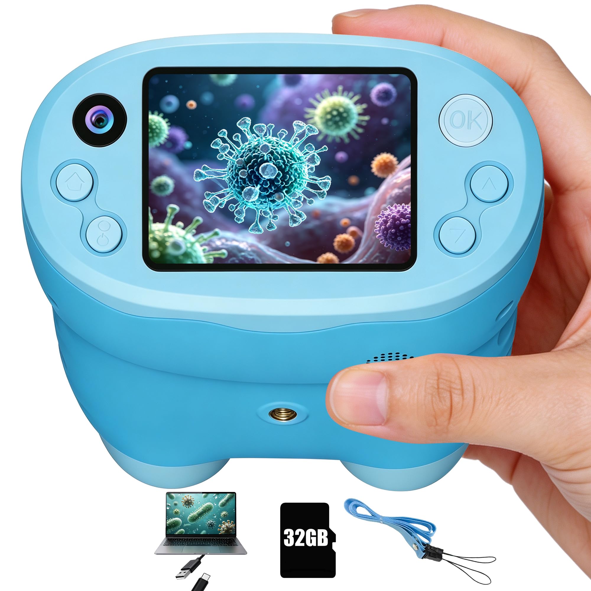 Mefhinrix 1000X Handheld Microscope for Kids 2.0" Screen 32GB