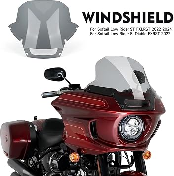 Motorcycle Windshield for Harley Softail Low Rider ST El Diablo FXRST FXLRST 2022 2024 Accessories Motorcycle Windshield Wind Deflector Fairing windscreen Double Bubble(Smoke Gray)