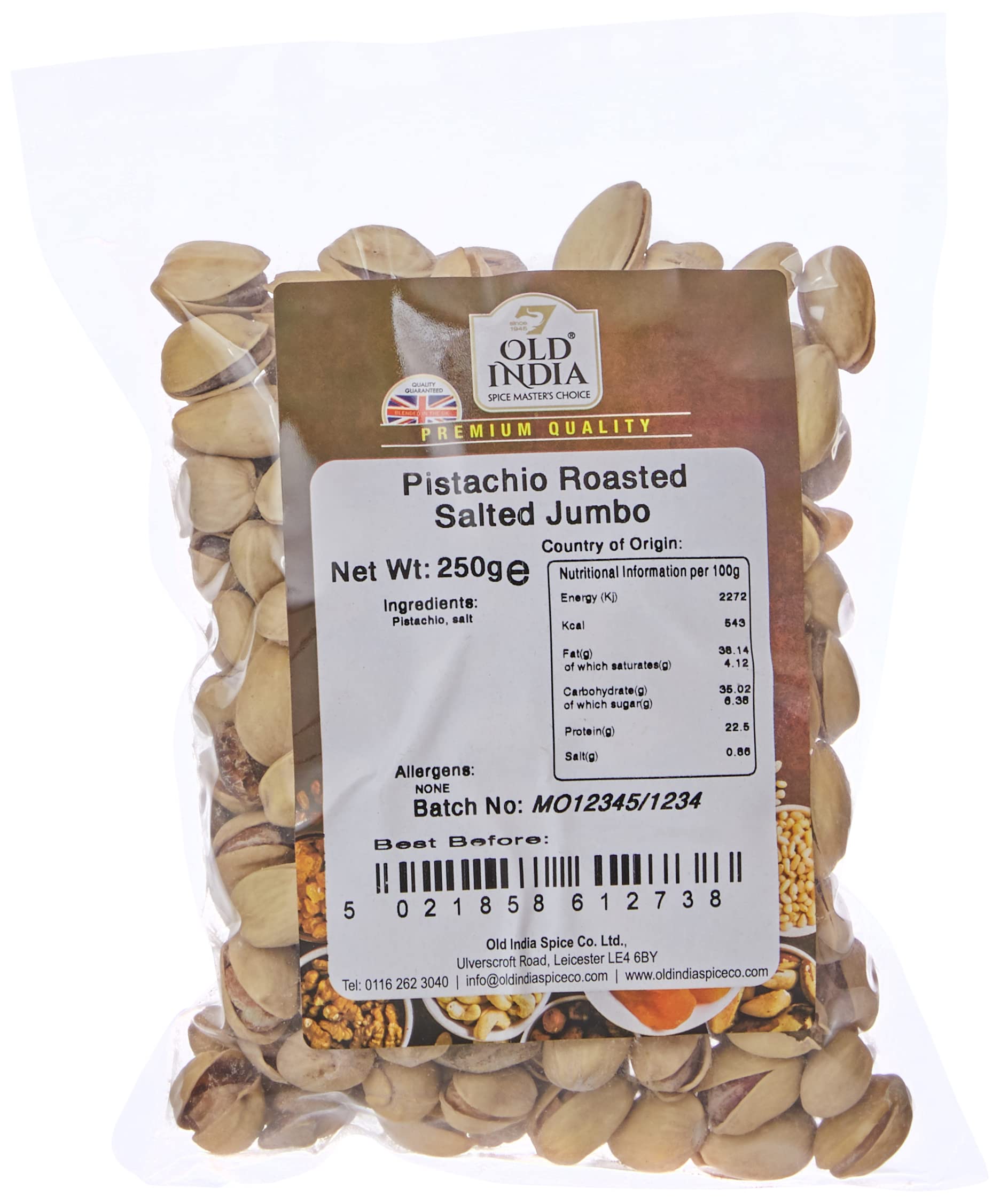 Old India Pistachio Roasted Salted Jumbo 250g