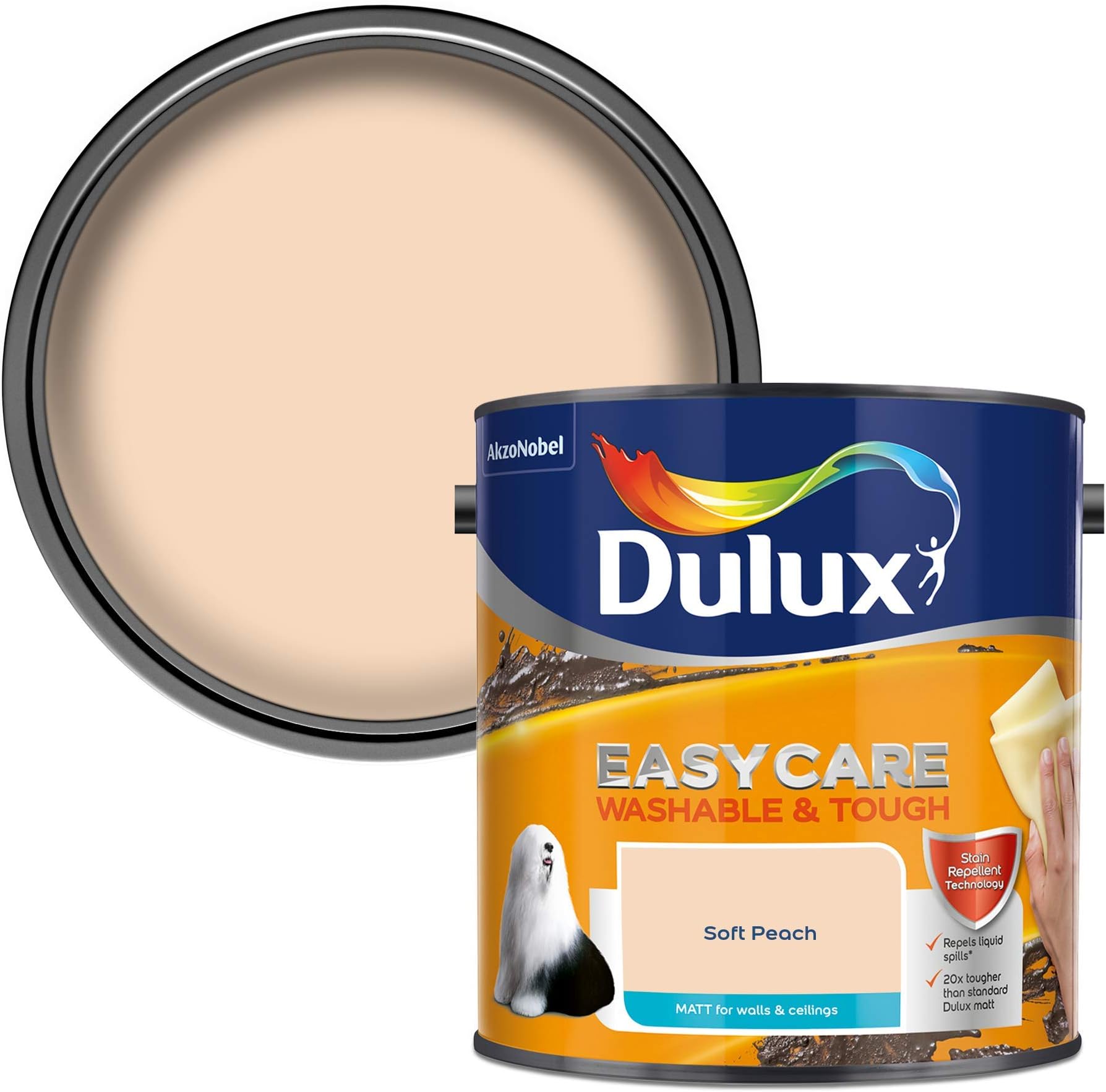 Dulux Easycare Washable & Tough Matt Emulsion Paint - Soft Peach - 2.5L