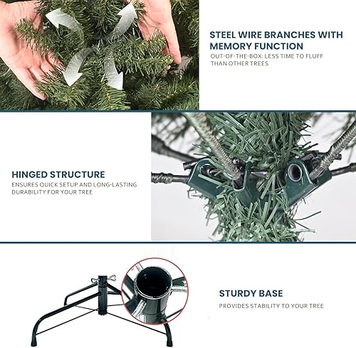 Miniatura 8 de Árbol de Navidad artificial flocado de 6 pies, pino nevado sin luz para el hogar, oficina, vacaciones, decoración interior y exterior, abeto