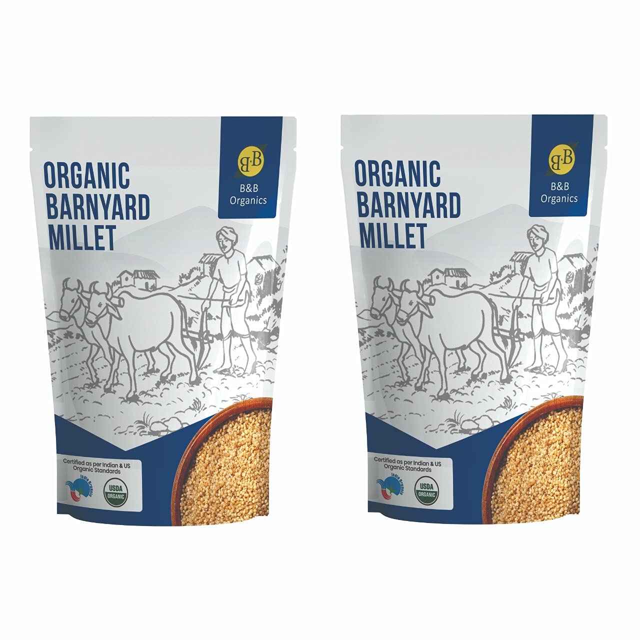 B&B Organics Barnyard Millet (500g)- Pack of 2/ Kuthiraivali Arisi/ Traditional Millet/Sridhanya