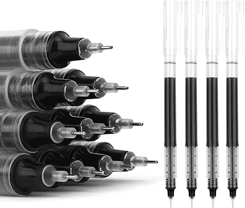 Bolígrafos de punta redonda, 12 bolígrafos de tinta negra, punta fina, 0.020 in, bolígrafos de punta fina, bolígrafos de punta extrafina, bolígrafo